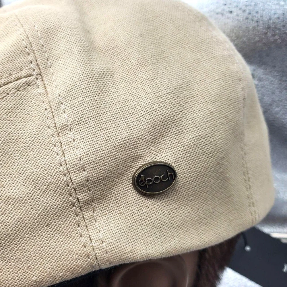 Epoch Hats Co Newsboy Flat Cap Mens S/M Beige Cotton Lined Driving Ivy‎ NWT